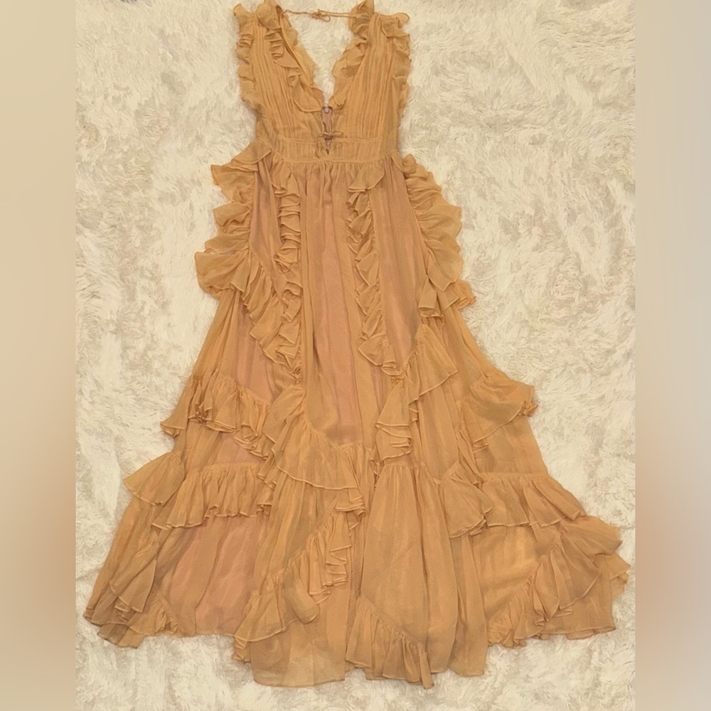 NWOT Ulla Johnson Florella Ruffled Silk Georgette Gown Peony Size 8 $1350 - Picture 8 of 13